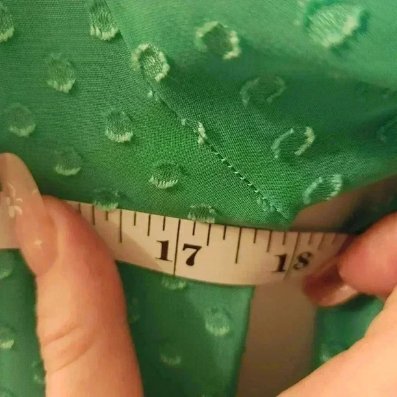 The Limited Size XS Green Sheer Polka Dot Long Sleeve Blouse Buttons #P277 - Picture 5 of 5